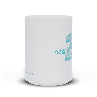 Meghan Nathanson Artistry Wild Woman aqua design 15oz. ceramic mug