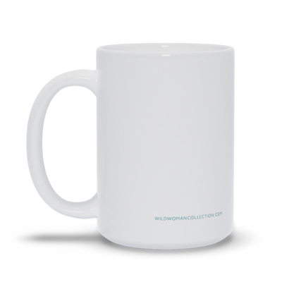 Meghan Nathanson Artistry Wild Woman aqua design 15oz. ceramic mug