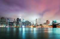 Upper West Side New York City skyline at sunset