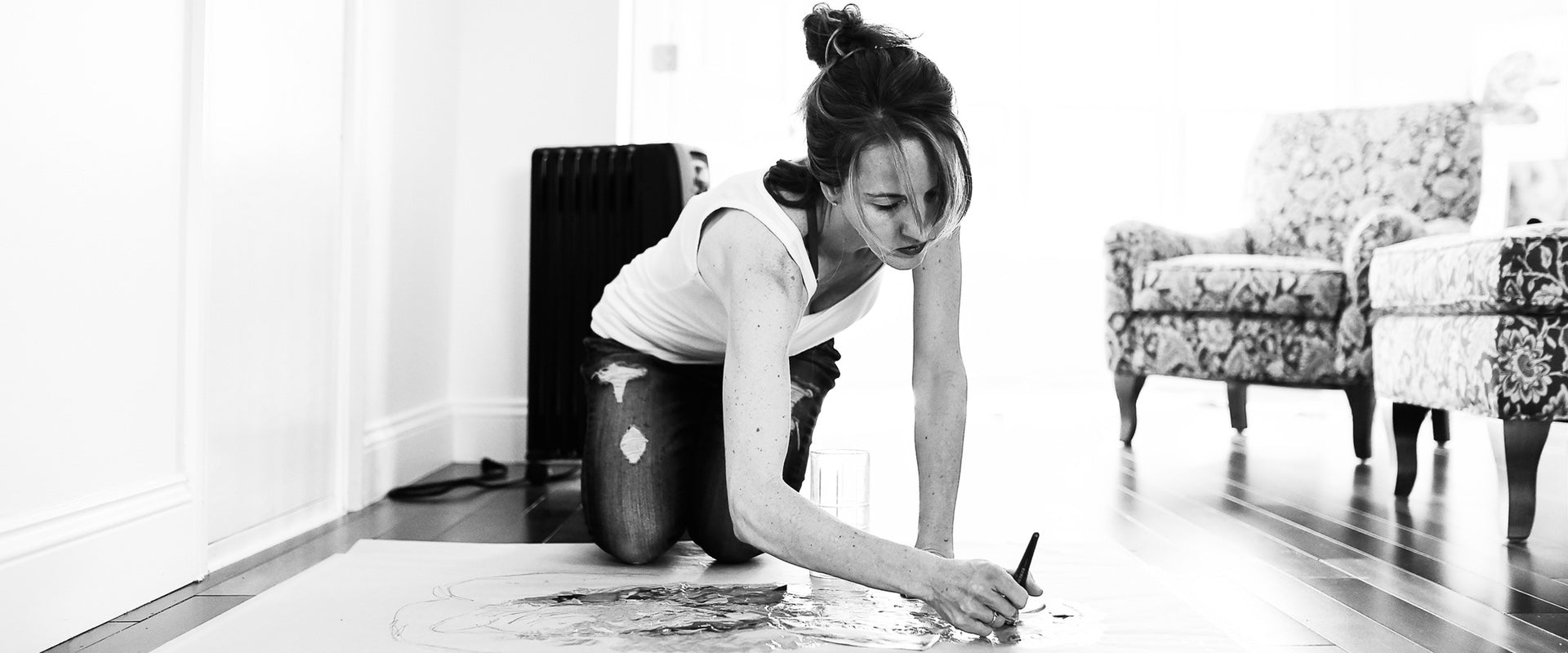 Meghan Nathanson working in her art studio