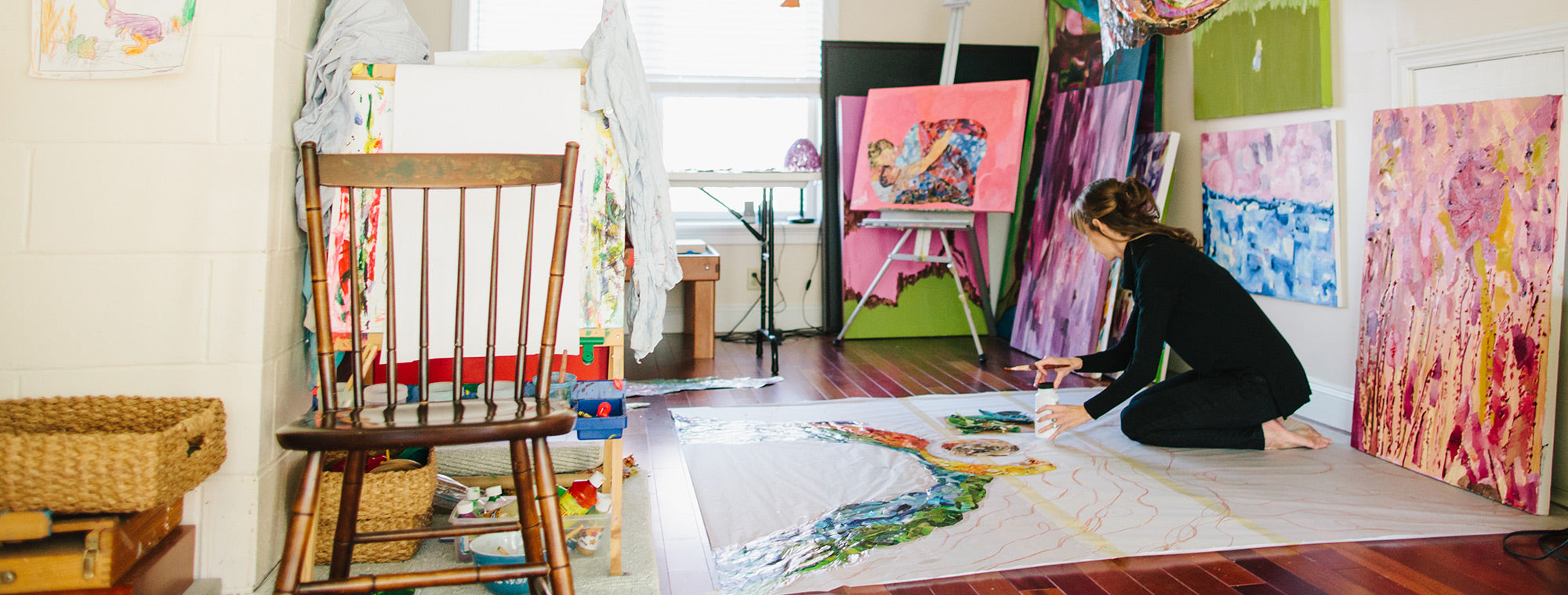 Meghan Nathanson working in her art studio