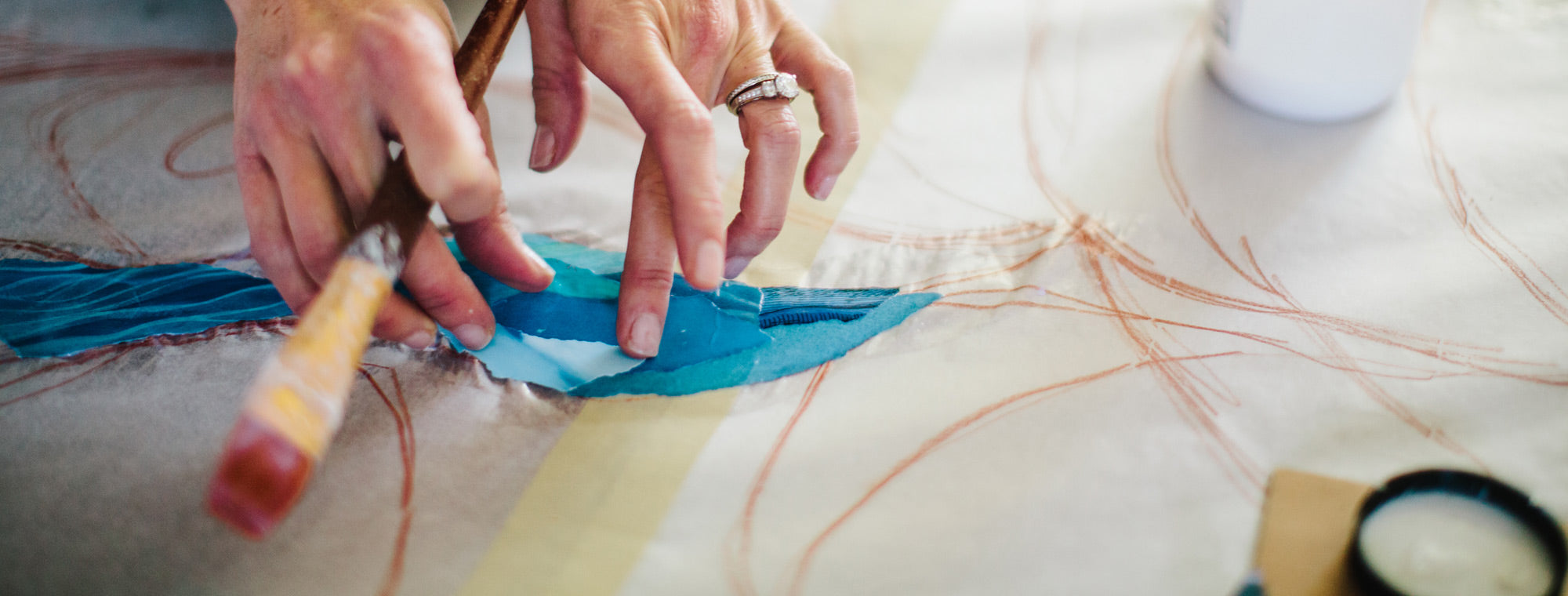 Meghan Nathanson working in her art studio