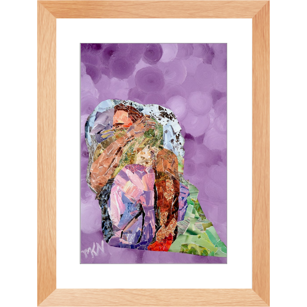 Meghan Nathanson Artistry mother sheltering child collage art framed print