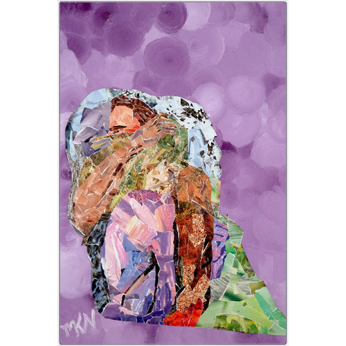 Meghan Nathanson Artistry mother sheltering child collage art on metal print