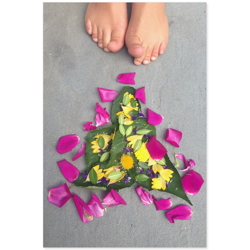 Meghan Nathanson Artistry color photo of child's toes with flower art arrangement on mini canvas print