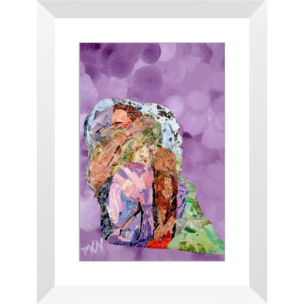 Meghan Nathanson Artistry mother sheltering child collage art framed print