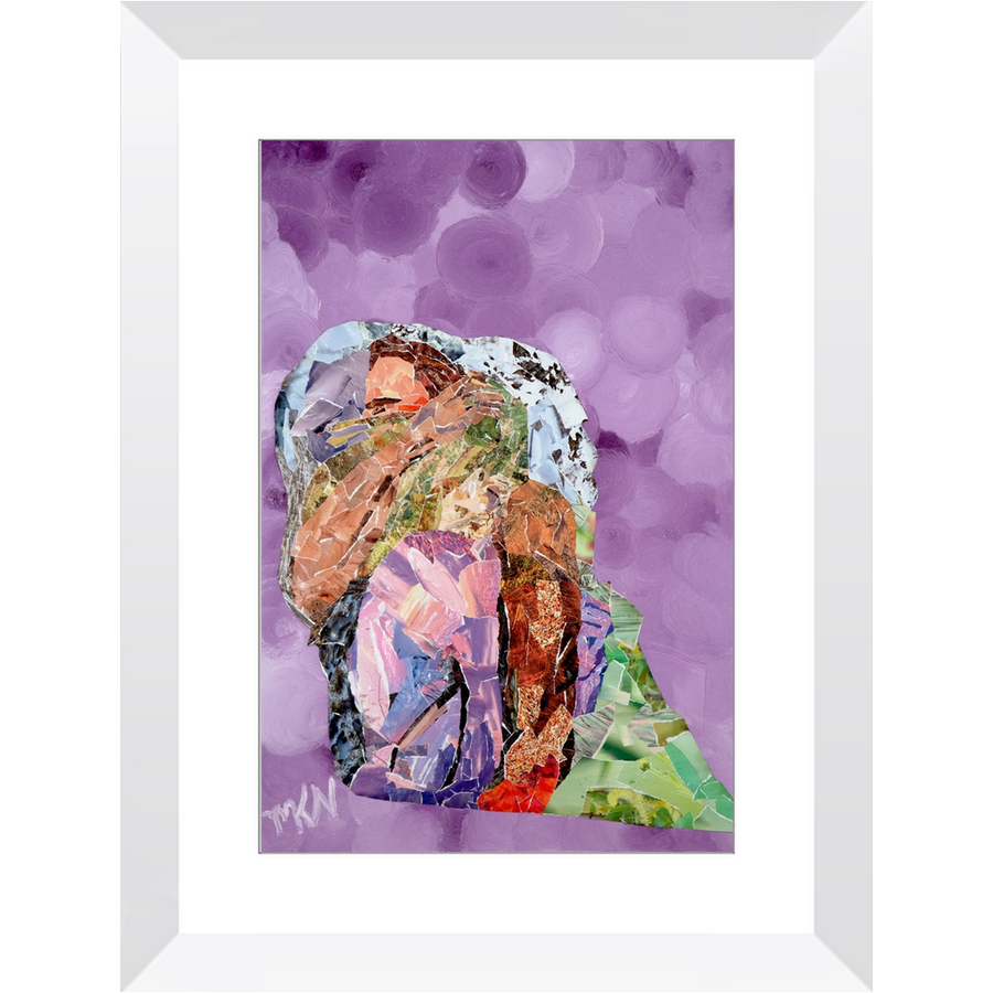 Meghan Nathanson Artistry mother sheltering child collage art framed print