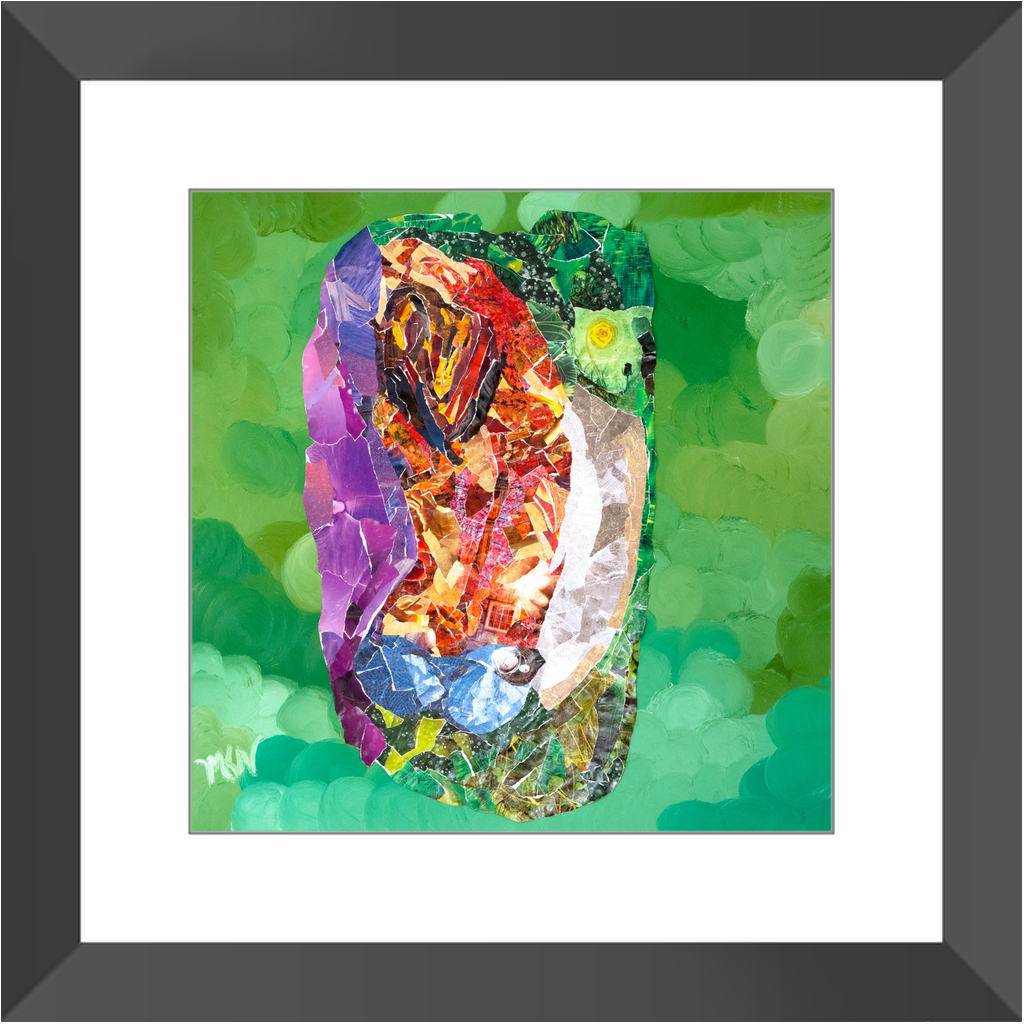 Meghan Nathanson Artistry woman in side bend pose collage art framed print