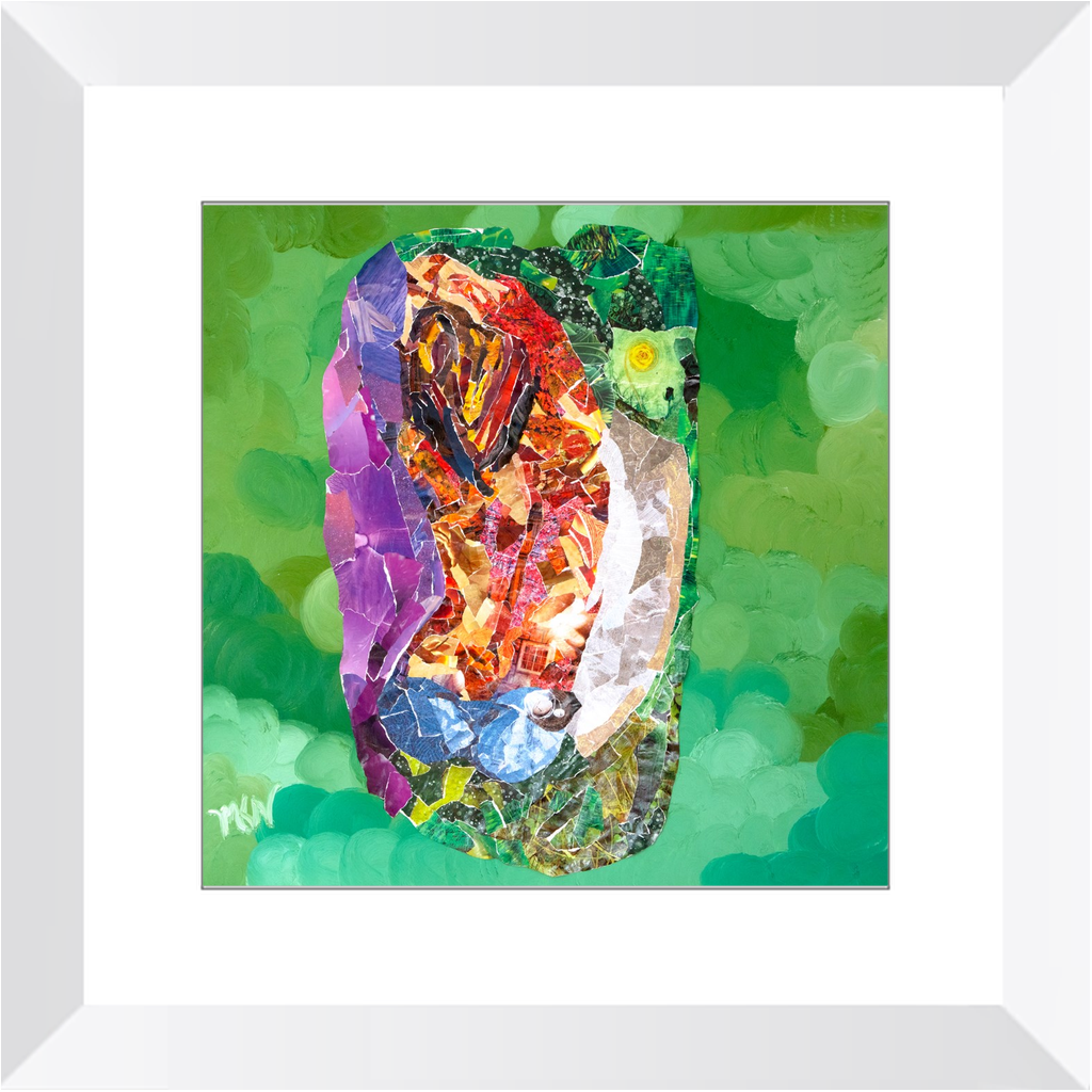 Meghan Nathanson Artistry woman in side bend pose collage art framed print