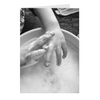Meghan Nathanson Artistry black and white photo of a child's sudsy hands on folded greeting card