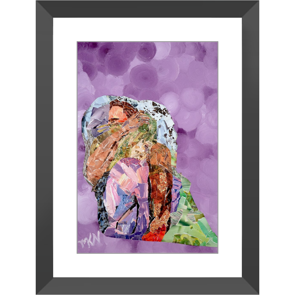 Meghan Nathanson Artistry mother sheltering child collage art framed print
