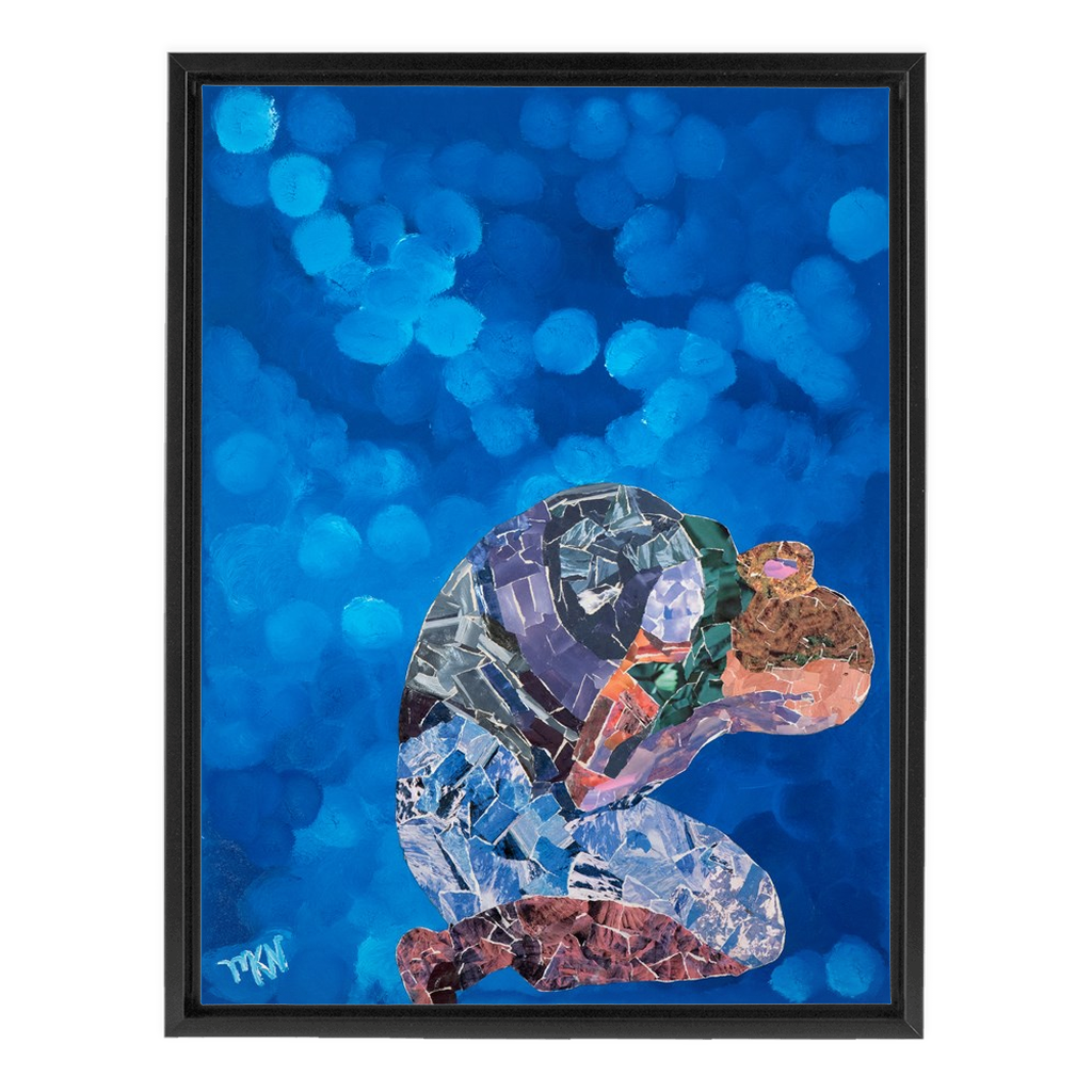 Meghan Nathanson Artistry woman folded collage art on canvas wrap framed