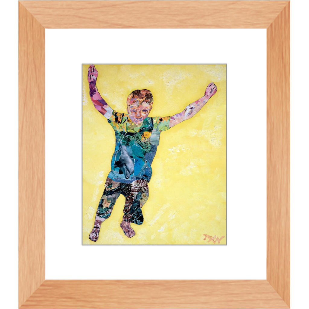 Meghan Nathanson Artistry child leaping collage art framed print