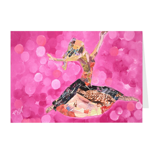 Meghan Nathanson Artistry woman dancing collage art on folded greeting card