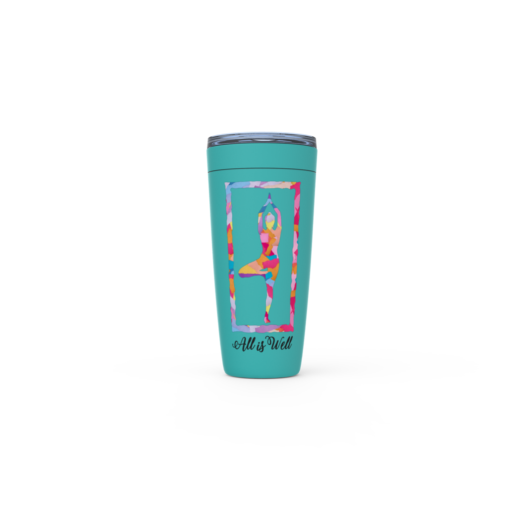 Meghan Nathanson Artistry All is Well multicolor yoga tree pose design 20oz. insulated viking tumbler