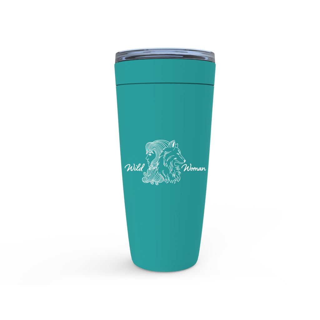 Meghan Nathanson Artistry Wild Woman aqua design 20oz. insulated viking tumbler