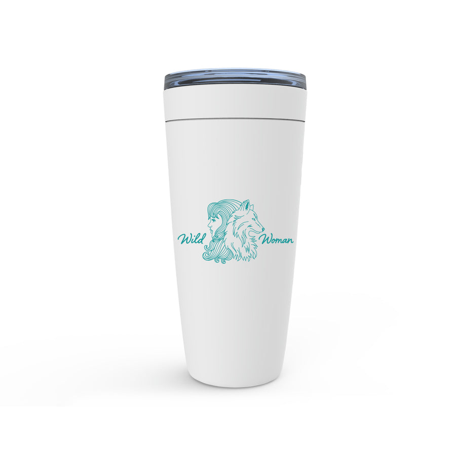 Meghan Nathanson Artistry Wild Woman aqua design 20oz. insulated viking tumbler